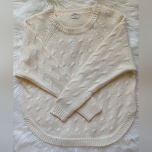 EUC Madewell Wallace cream ribbed crewneck acrylic/wool/mohair cable knit